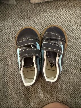 Vans Kids Navy and Light Blue Velcro Sneakers